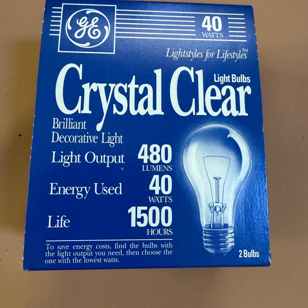 GE Crystal Clear 40 Watt Light Bulb 480 Lumens 1500 Hours 12311 Single Bulb